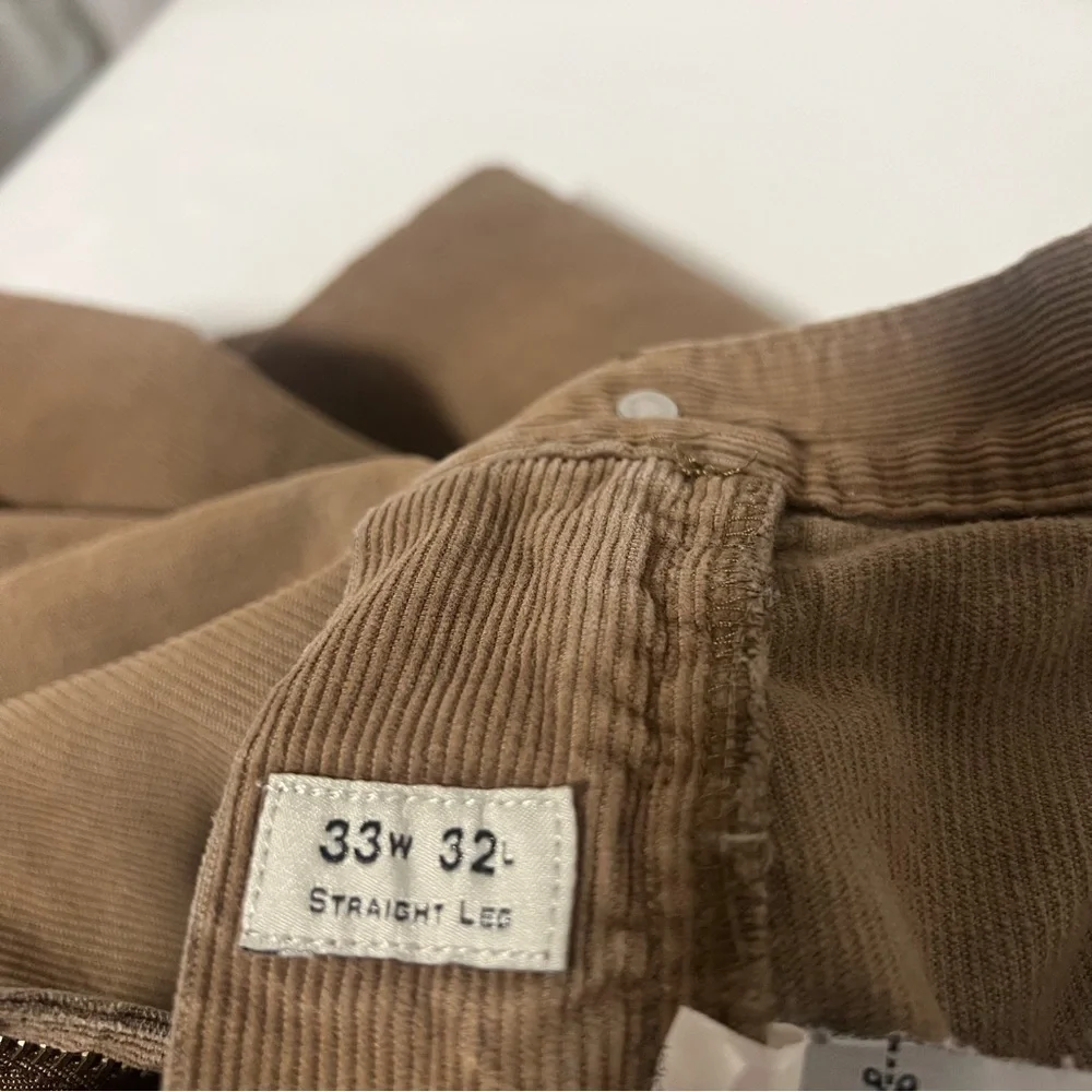 J. Crew Men’s Tan Corduroy Pants Size W33 X L32 Straight Leg 100% Cotton Chino